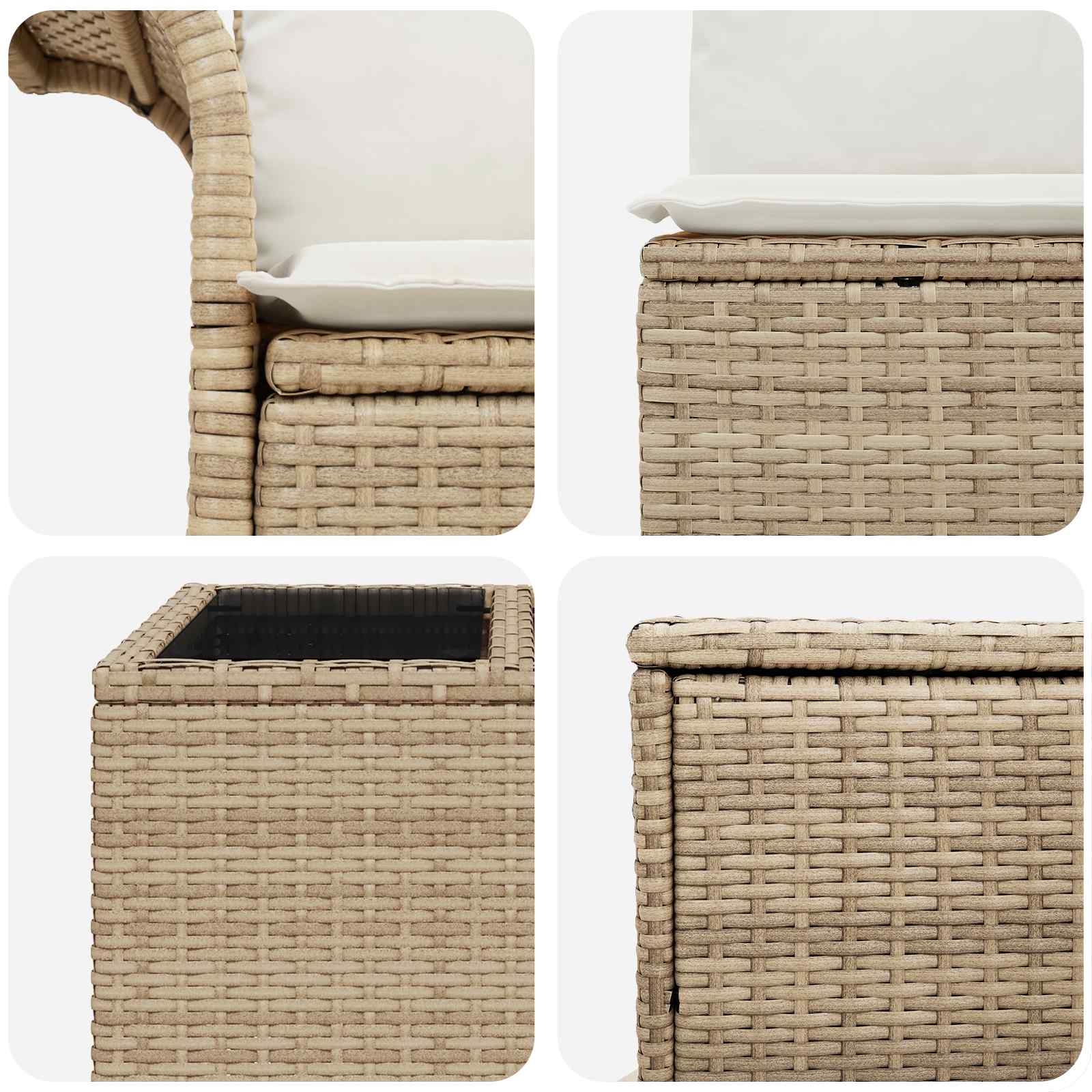 Set di divani 6 pz 4-Numero di posti Beige e Bianco Crema | homemem39