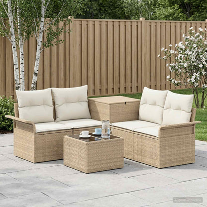 Set di divani 6 pz 4-Numero di posti Beige e Bianco Crema