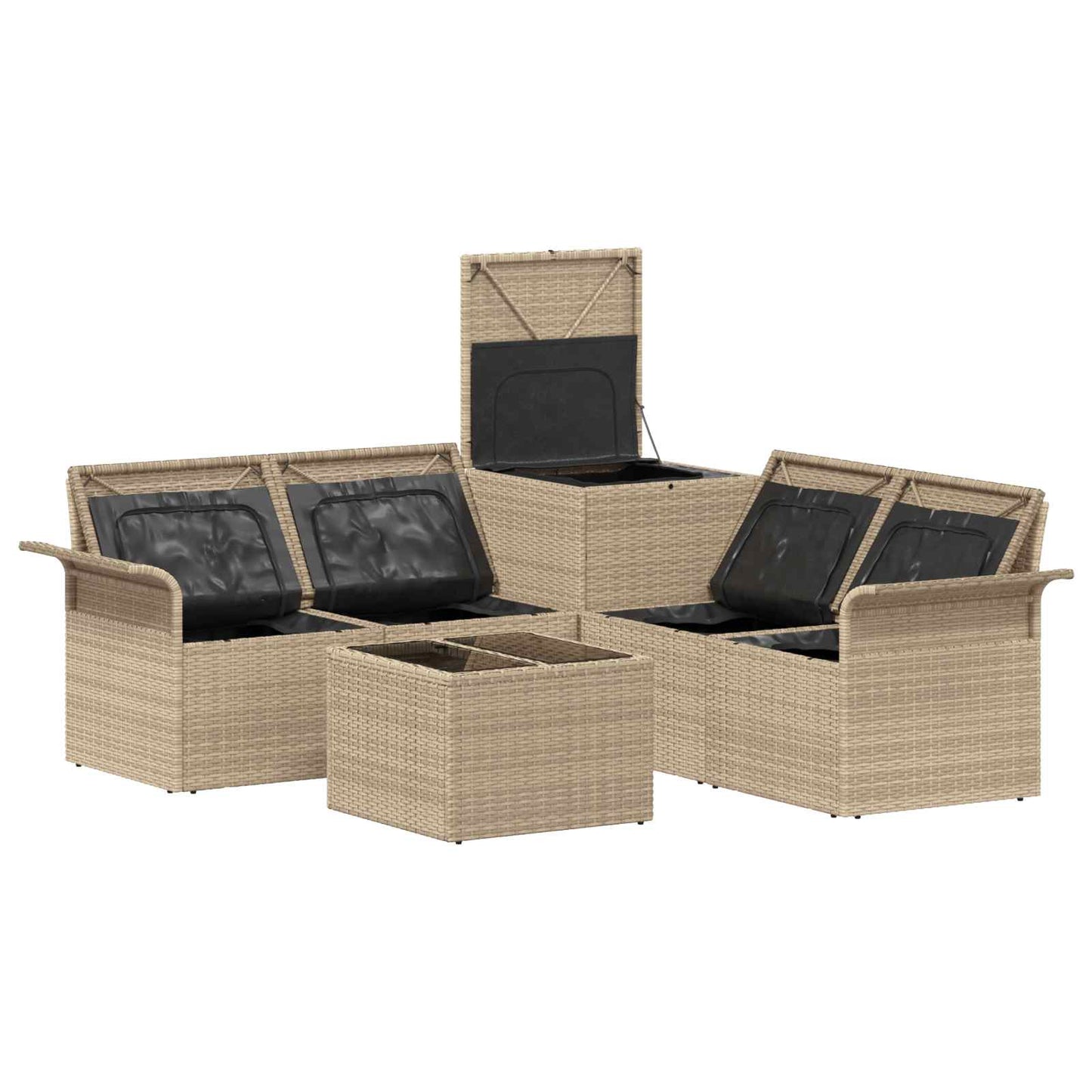 Set di divani 6 pz 4-Numero di posti Beige e Bianco Crema | homemem39