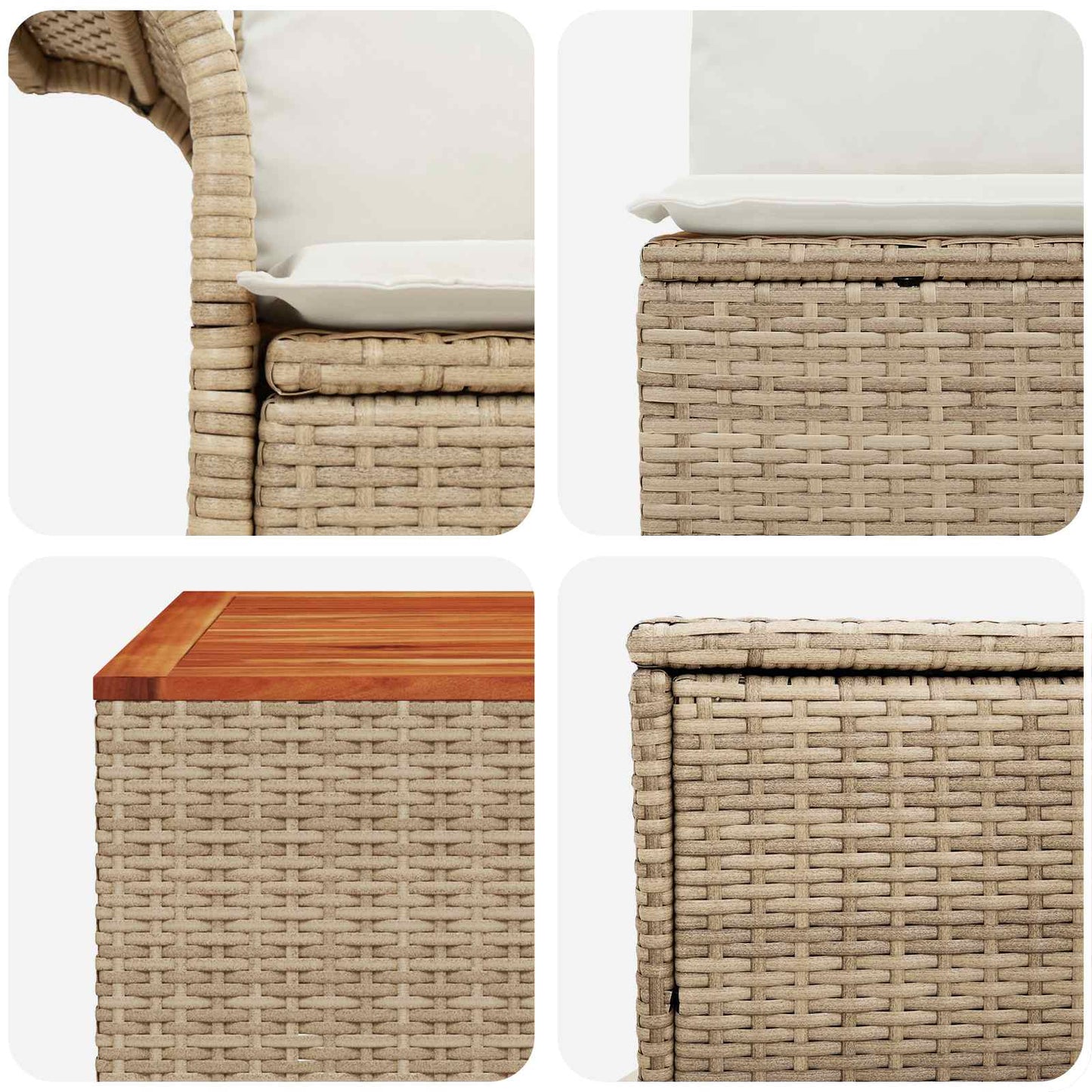 Set di divani 6 pz 4-Numero di posti Beige e Bianco Crema | homemem39