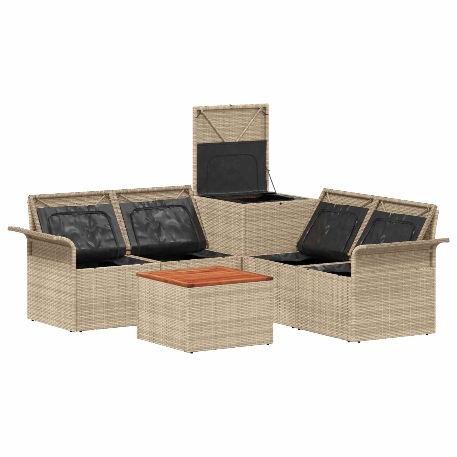 Set di divani 6 pz 4-Numero di posti Beige e Bianco Crema | homemem39