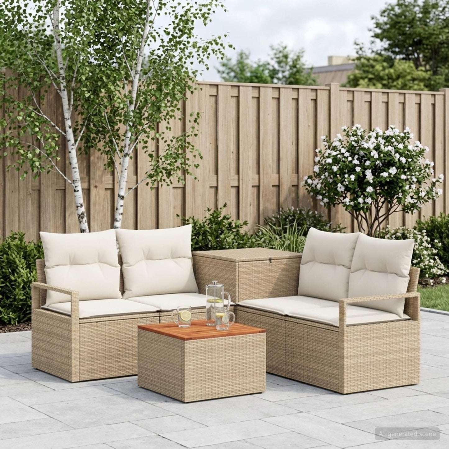 Set di divani 6 pz Beige e Bianco Crema | homemem39