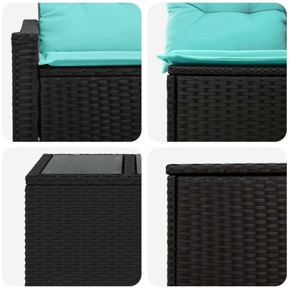 Set di divani 6 pz Nero e Blu Rattan sintetico e Acciaio | homemem39