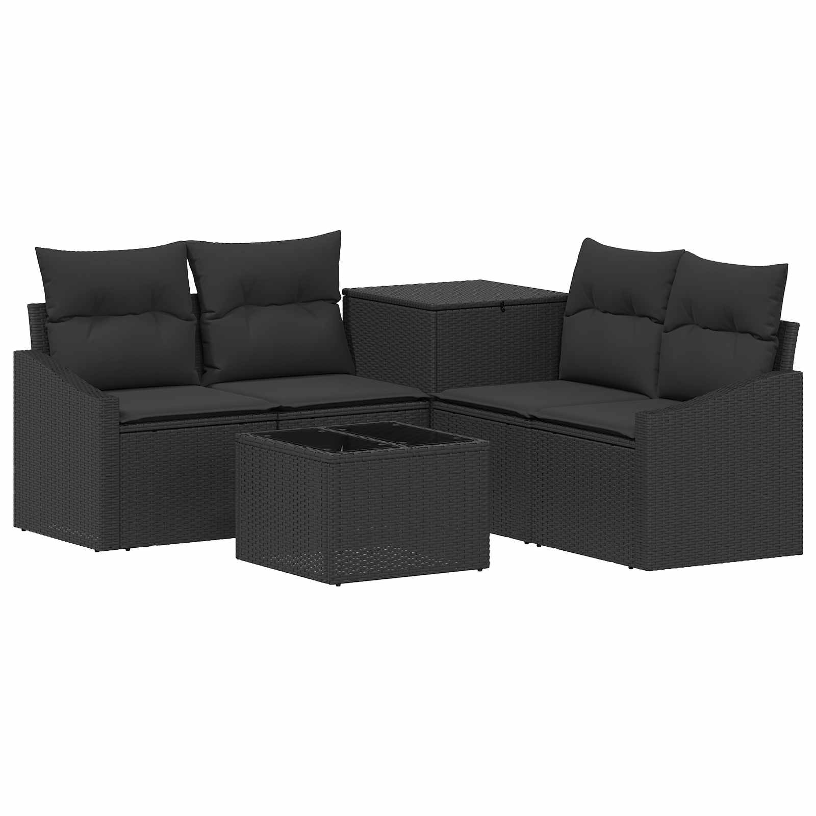 Set di divani 6 pz Nero Rattan sintetico e Acciaio | homemem39