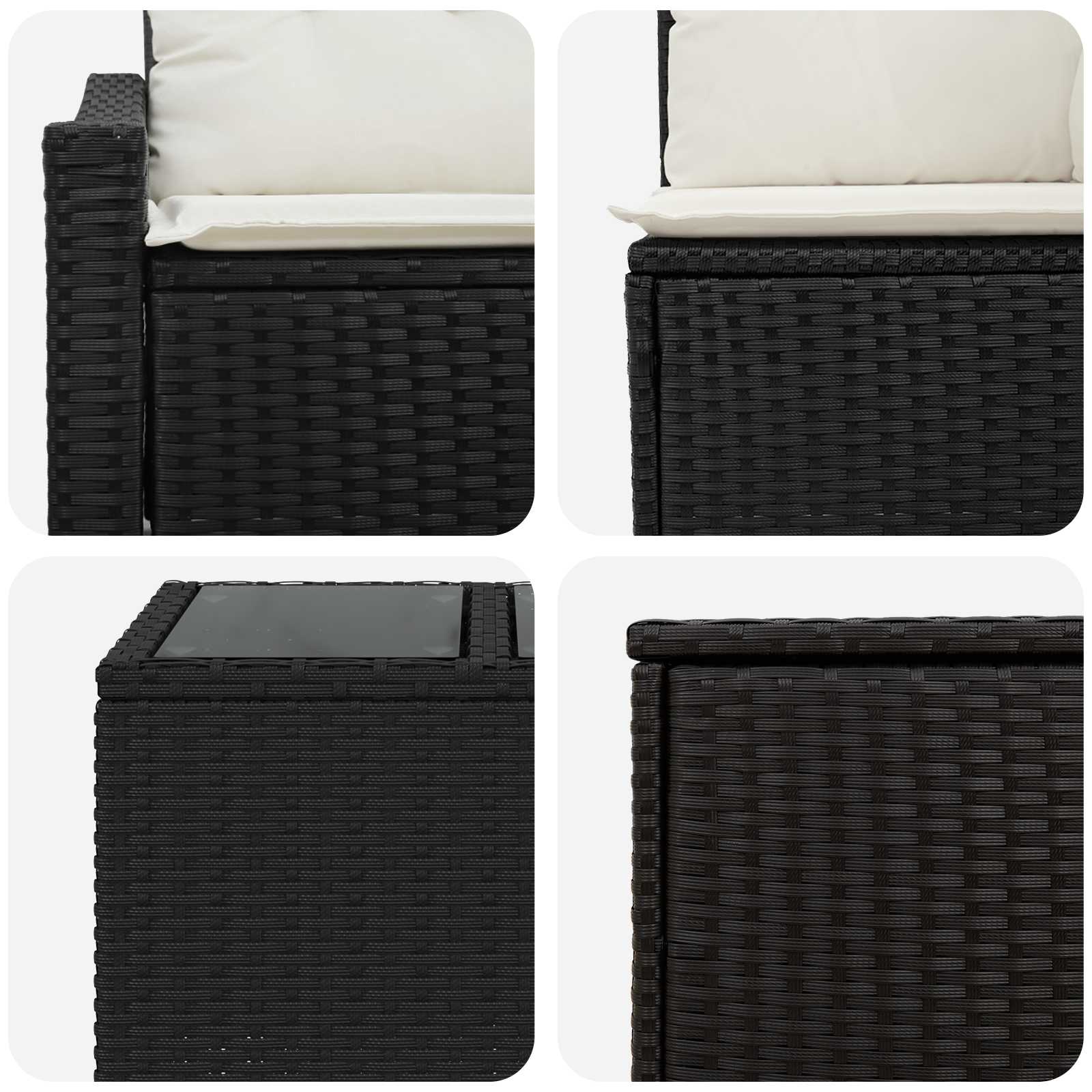 Set di divani 6 pz Nero e Bianco Crema | homemem39