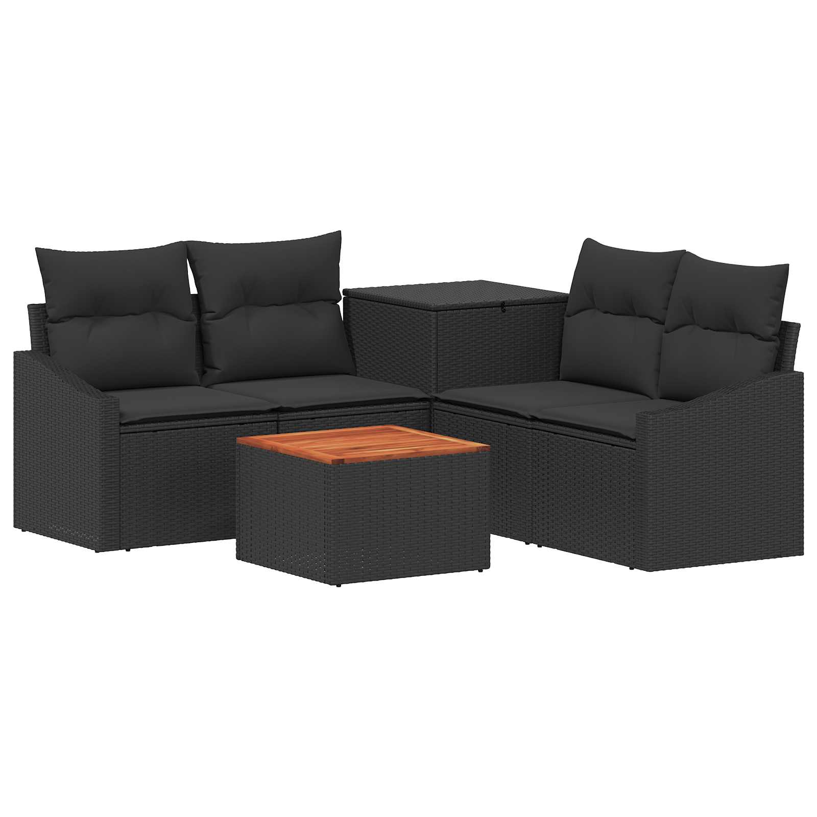 Set di divani 6 pz Nero Rattan sintetico e Acciaio | homemem39