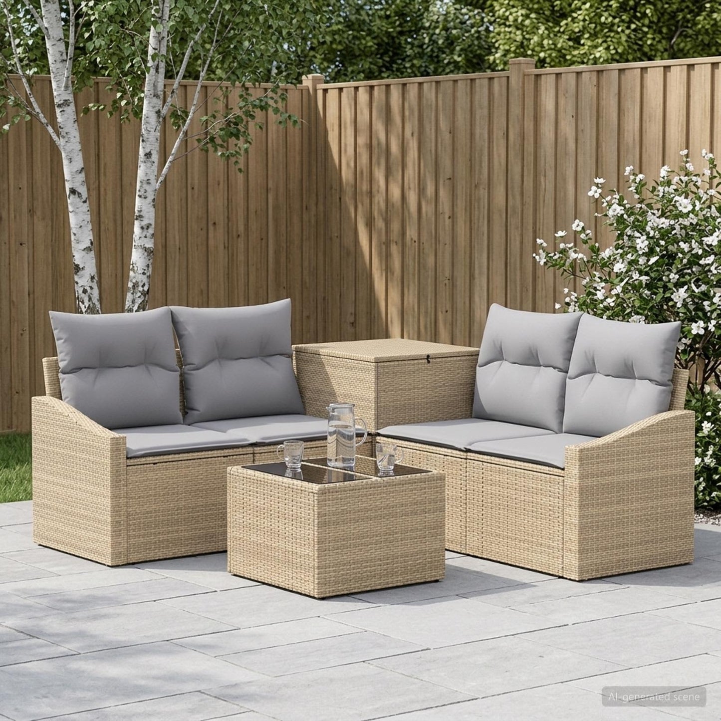 Set di divani 6 pz Beige e Grigio Chiaro
