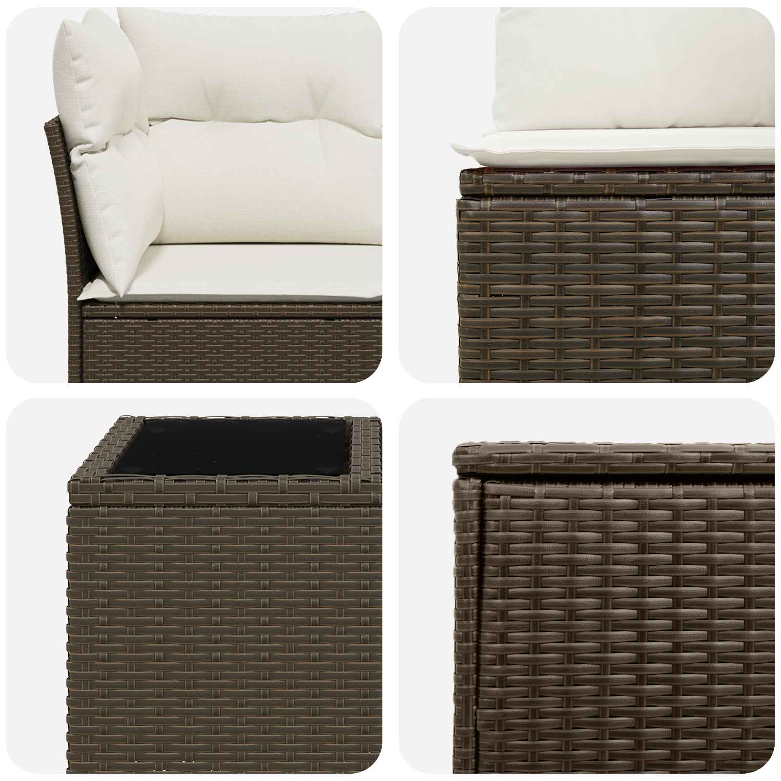 Set di divani 6 pz Marrone e Bianco Crema | homemem39
