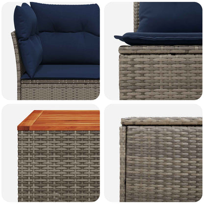Set di divani 6 pz Grigio e Blu Navy Rattan sintetico e Acciaio | homemem39