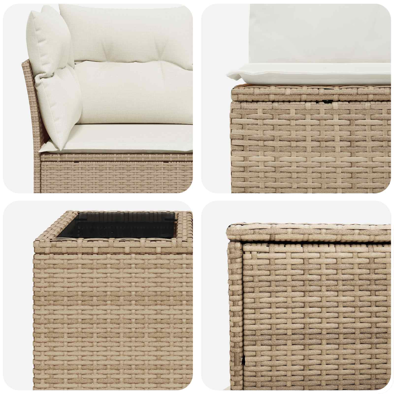 Set di divani 6 pz Beige e Bianco Crema | homemem39