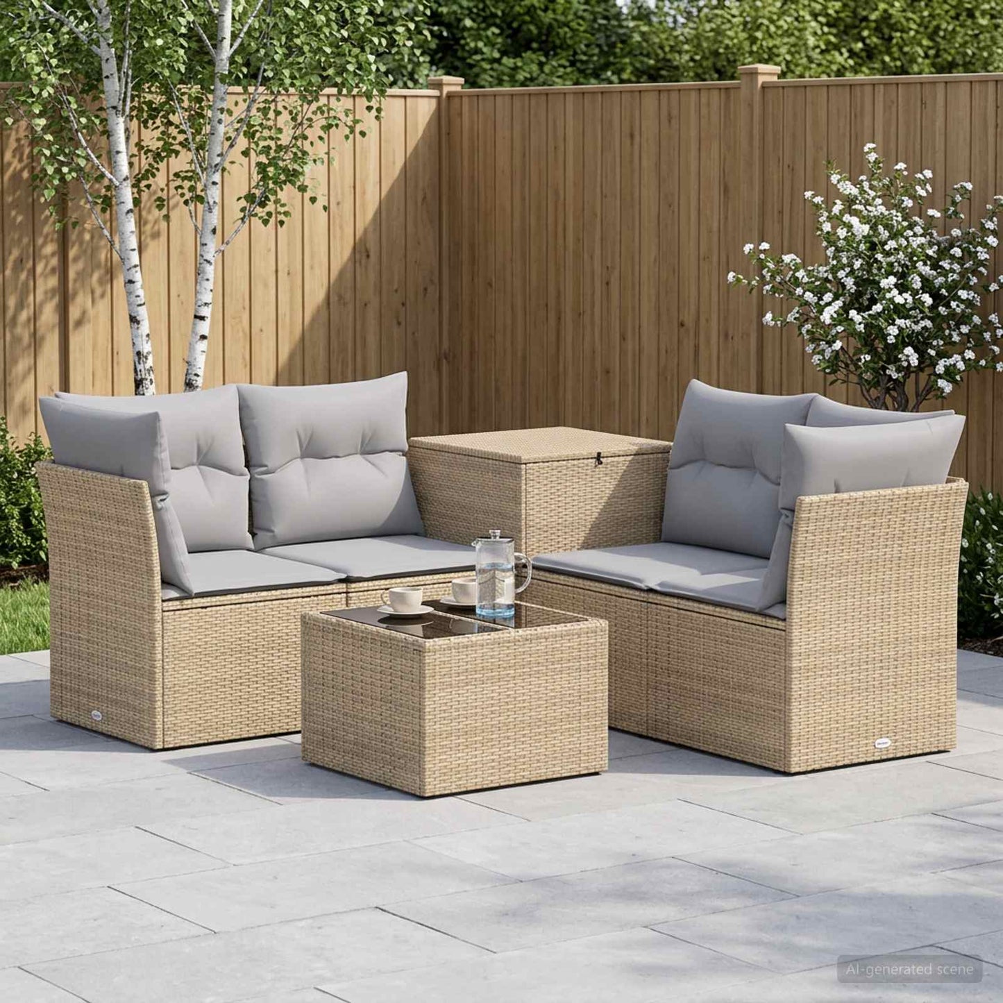 Set di divani 6 pz Beige e Grigio Chiaro