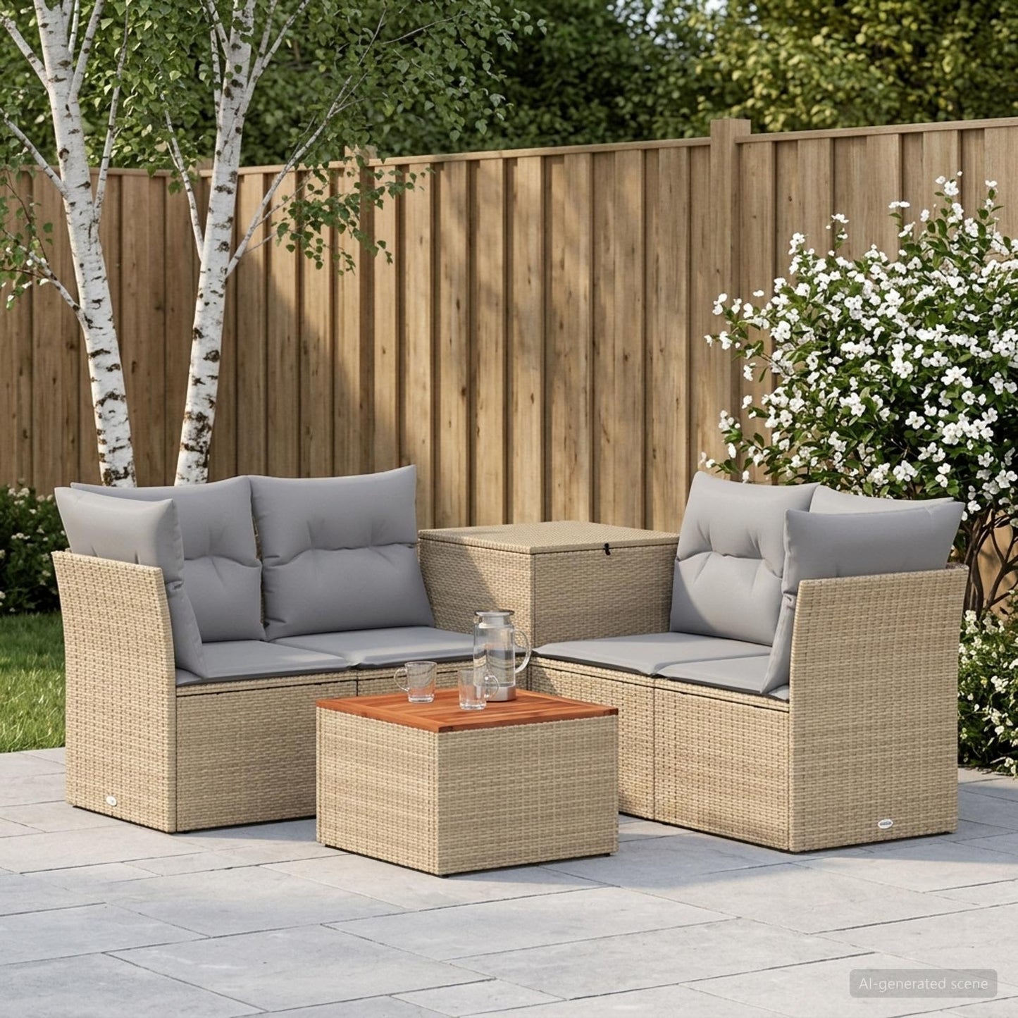 Set di divani 6 pz Beige e Grigio Chiaro | homemem39