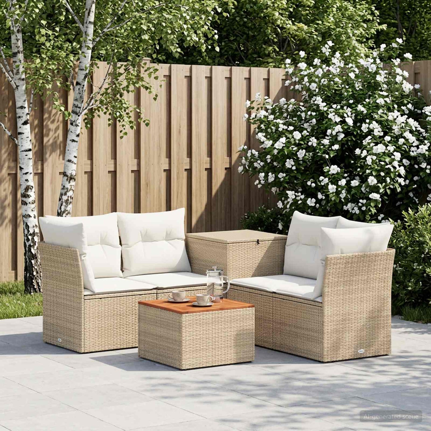 Set di divani 6 pz Beige e Bianco Crema | homemem39