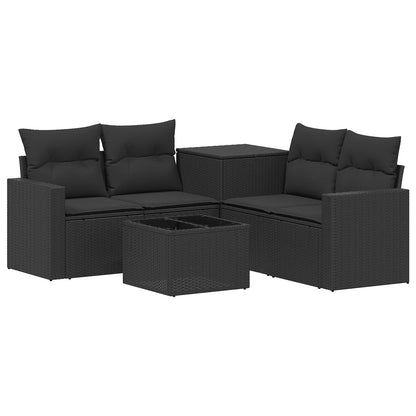 Set di divani 6 pz Nero Rattan sintetico e Acciaio | homemem39