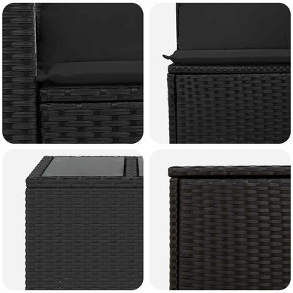 Set di divani 6 pz Nero Rattan sintetico e Acciaio | homemem39