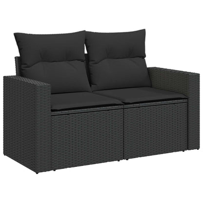 Set di divani 6 pz Nero Rattan sintetico e Acciaio | homemem39