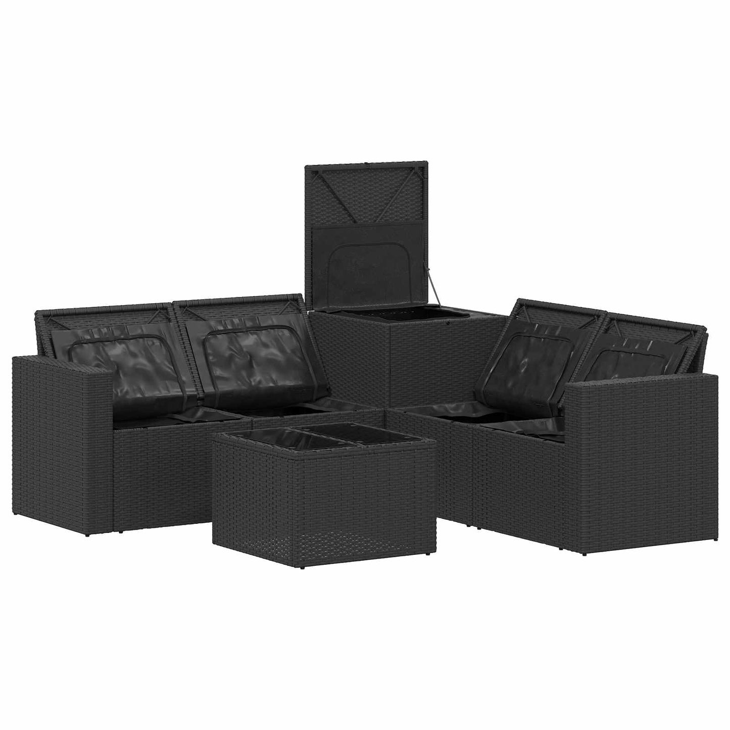 Set di divani 6 pz Nero e Bianco Crema | homemem39