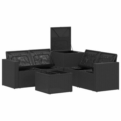 Set di divani 6 pz Nero e Bianco Crema | homemem39