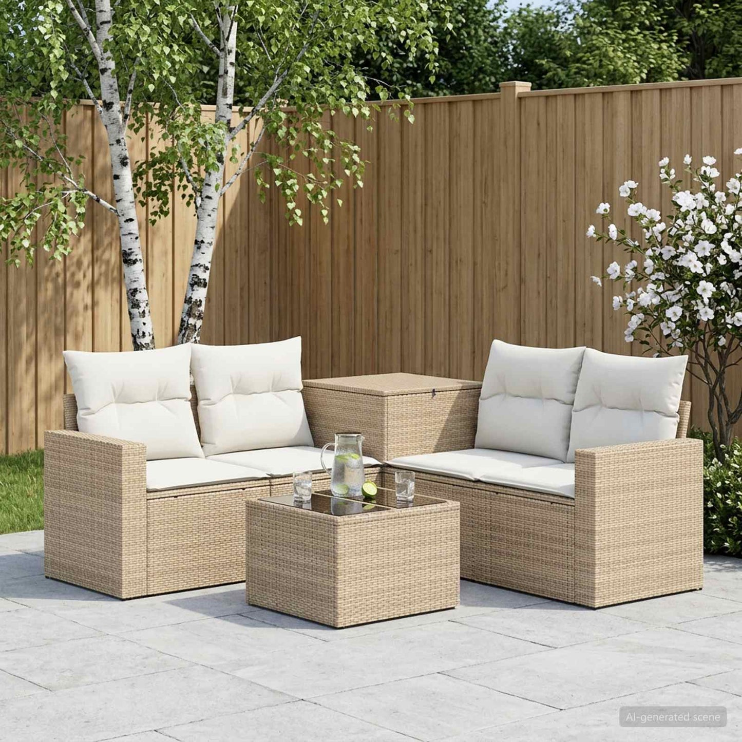 Set di divani 6 pz Beige e Bianco Crema | homemem39