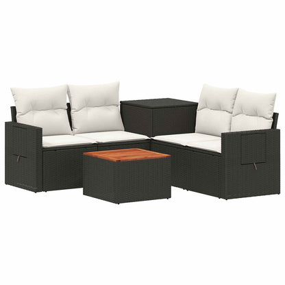 Set di divani 6 pz Nero e Bianco Crema | homemem39