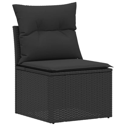 Set di divani 6 pz Nero Rattan sintetico e Acciaio