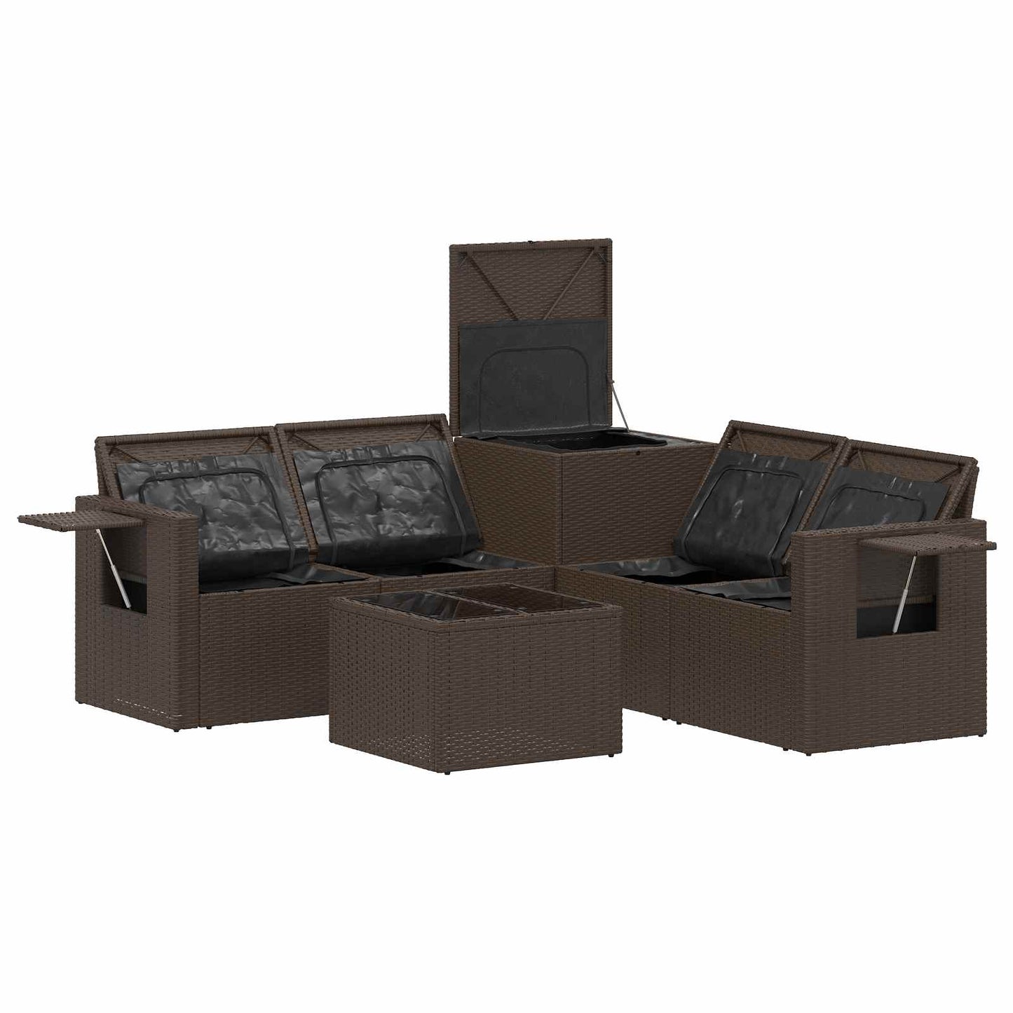 Set di divani 6 pz Marrone e Bianco Crema | homemem39