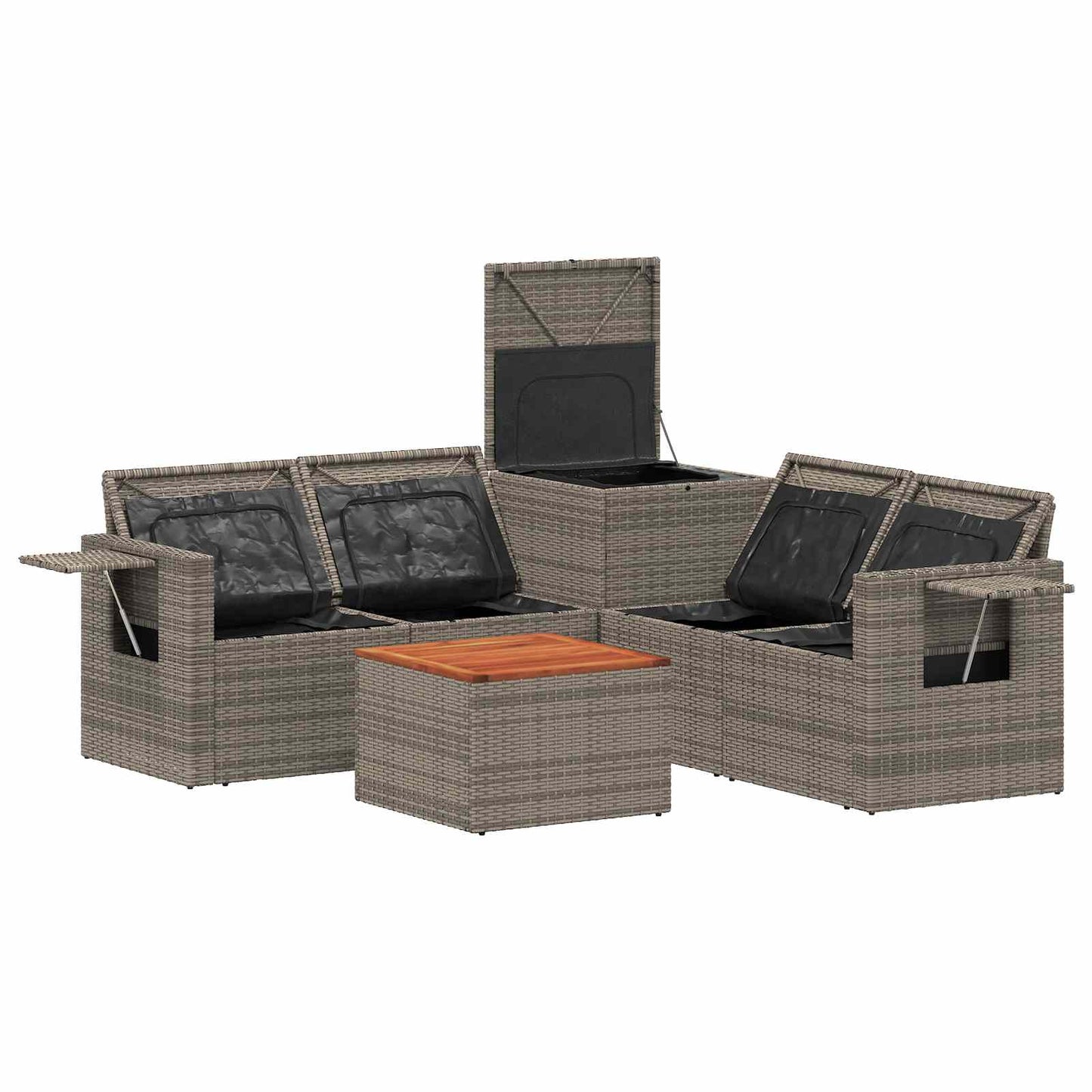 Set di divani 6 pz Grigio e Blu Navy Rattan sintetico e Acciaio | homemem39