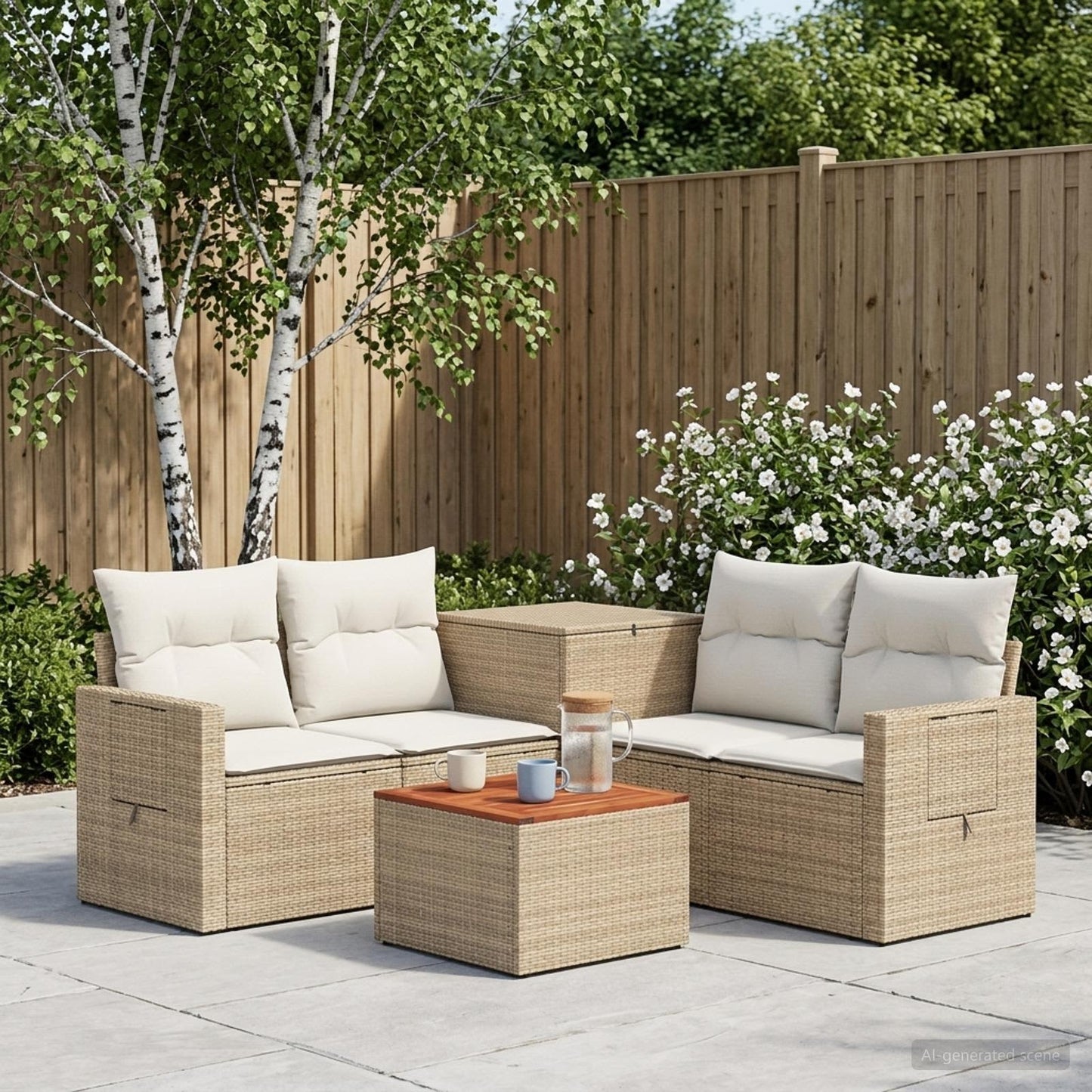 Set di divani 6 pz Beige e Bianco Crema | homemem39