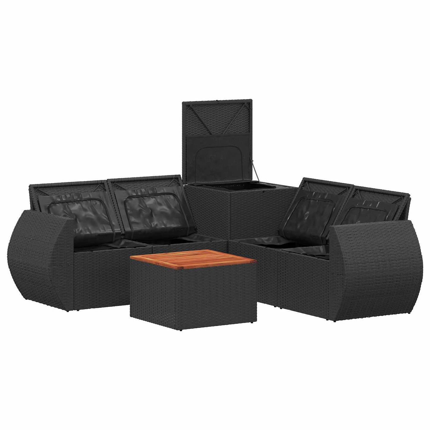 Set di divani 6 pz Nero e Bianco Crema | homemem39