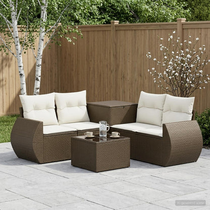 Set di divani 6 pz Marrone e Bianco Crema | homemem39