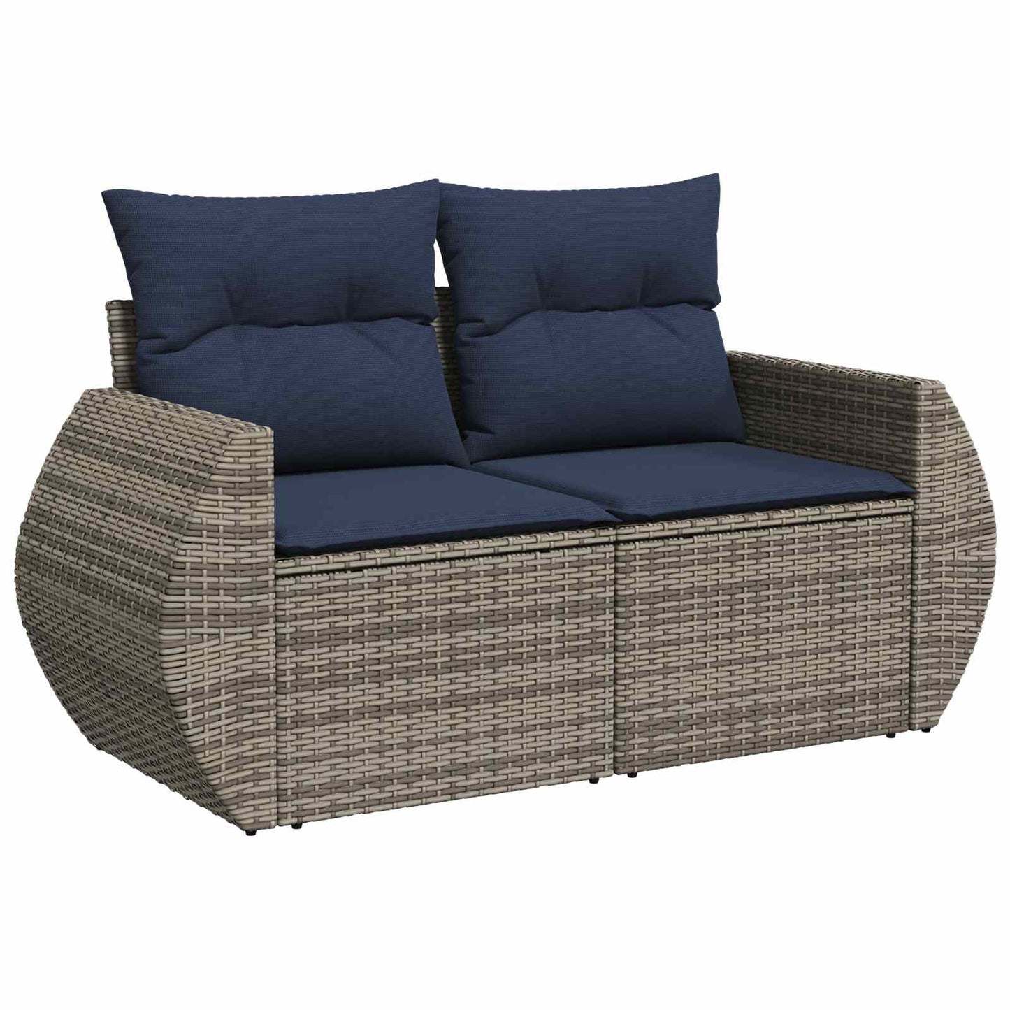Set di divani 6 pz Grigio e Blu Navy Rattan sintetico e Acciaio