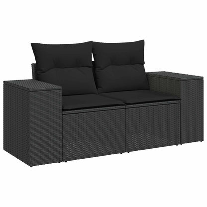 Set di divani 6 pz Nero Rattan sintetico e Acciaio | homemem39