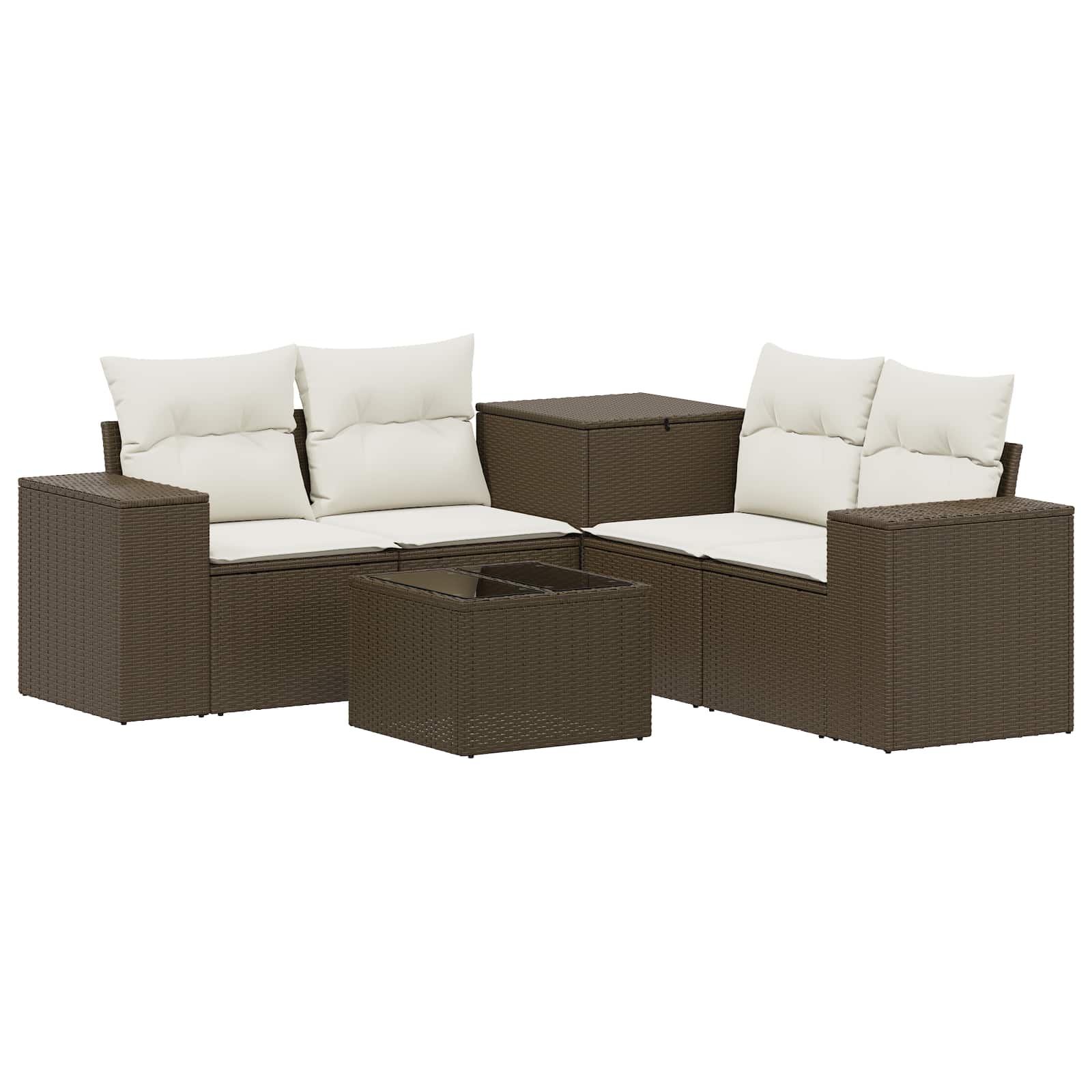 Set di divani 6 pz Marrone e Bianco Crema | homemem39