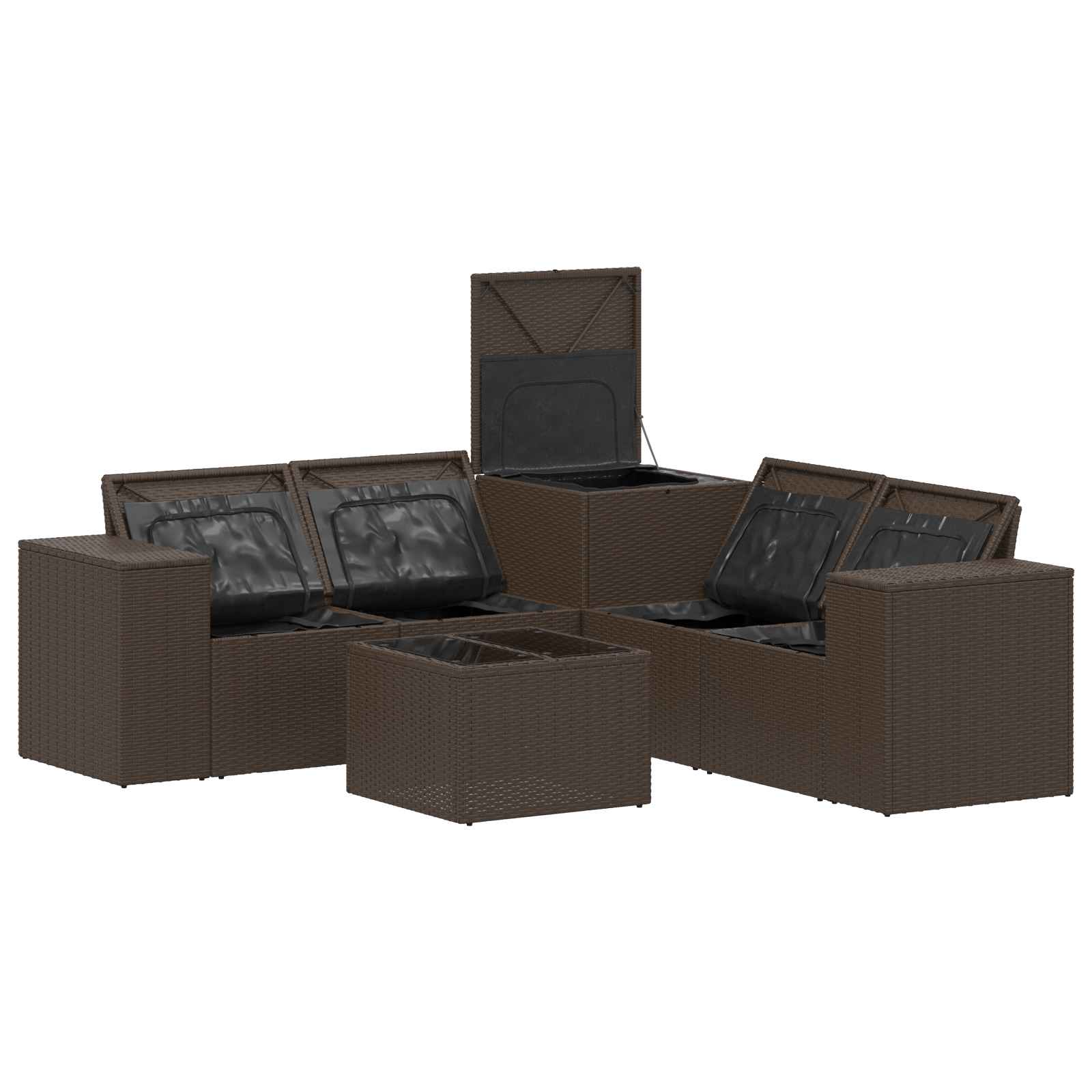 Set di divani 6 pz Marrone e Bianco Crema | homemem39