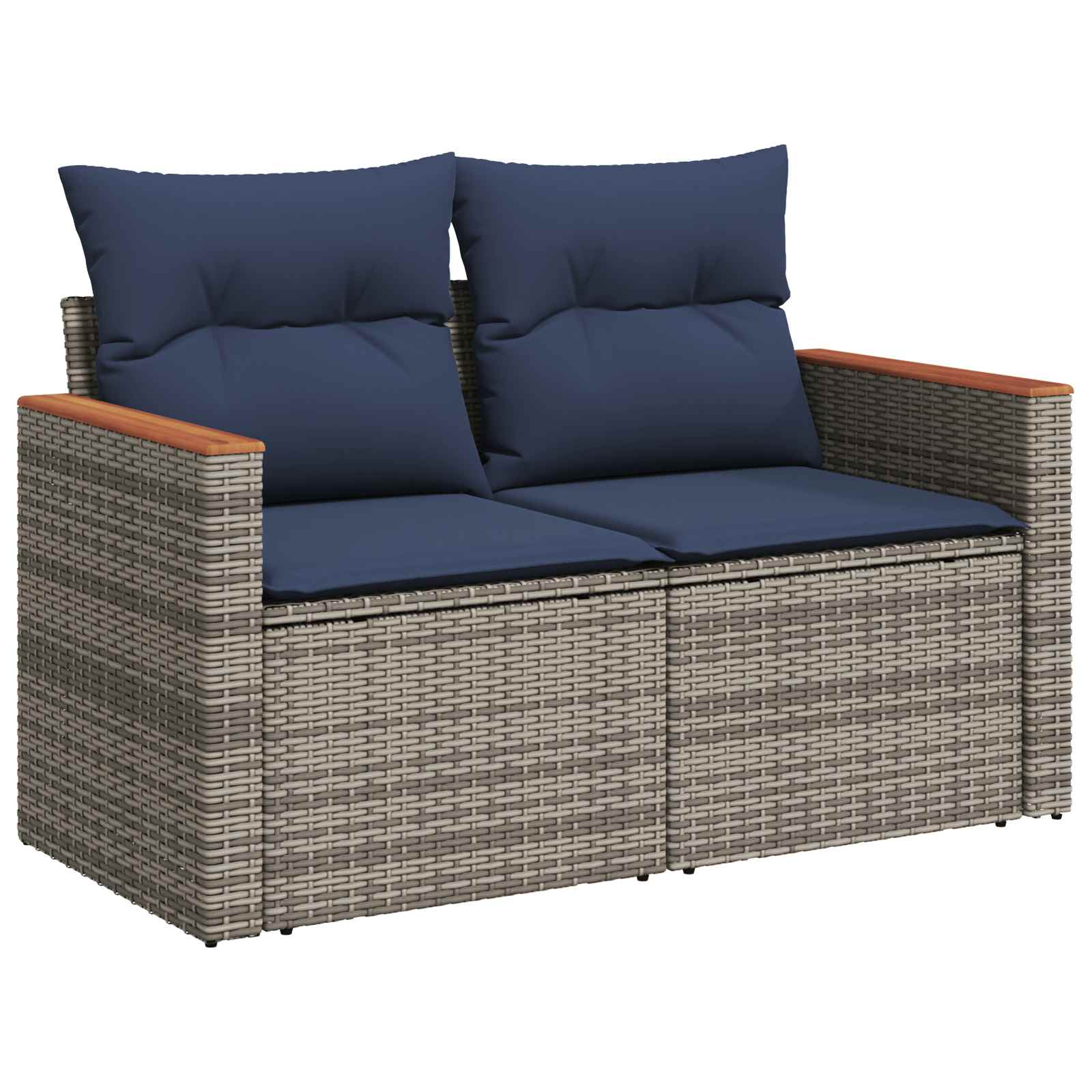 Set di divani 6 pz Grigio e Blu Navy Rattan sintetico e Acciaio | homemem39