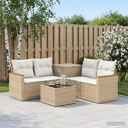 Set di divani 6 pz Beige e Bianco Crema