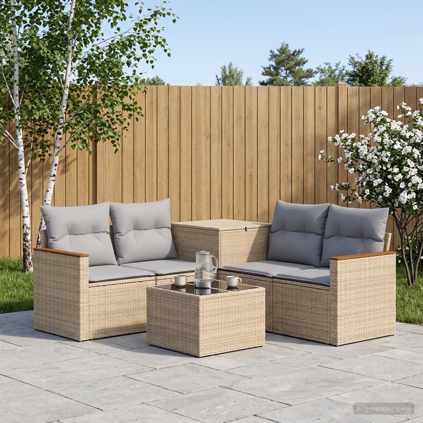 Set di divani 6 pz Beige e Grigio Chiaro | homemem39