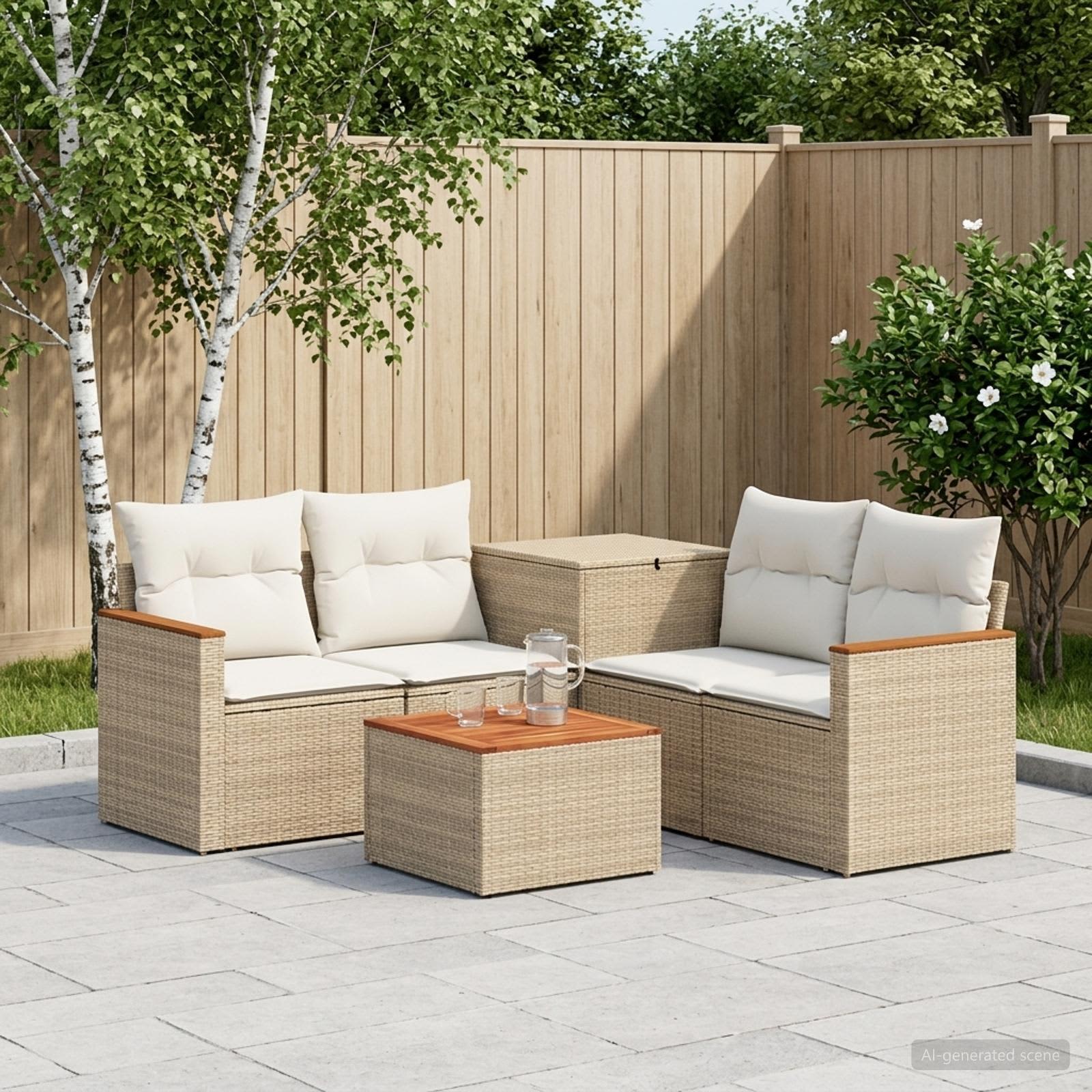 Set di divani 6 pz Beige e Bianco Crema | homemem39