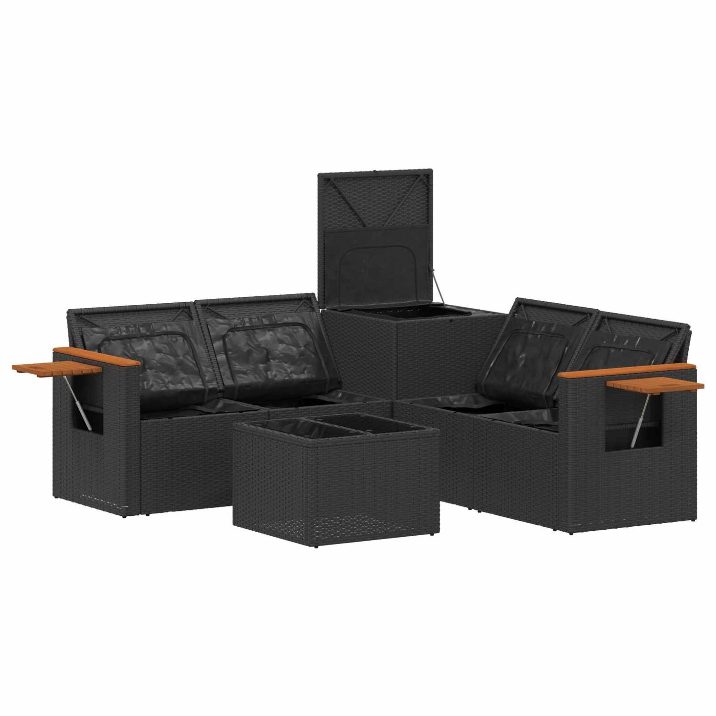 Set di divani 6 pz Nero e Bianco Crema | homemem39