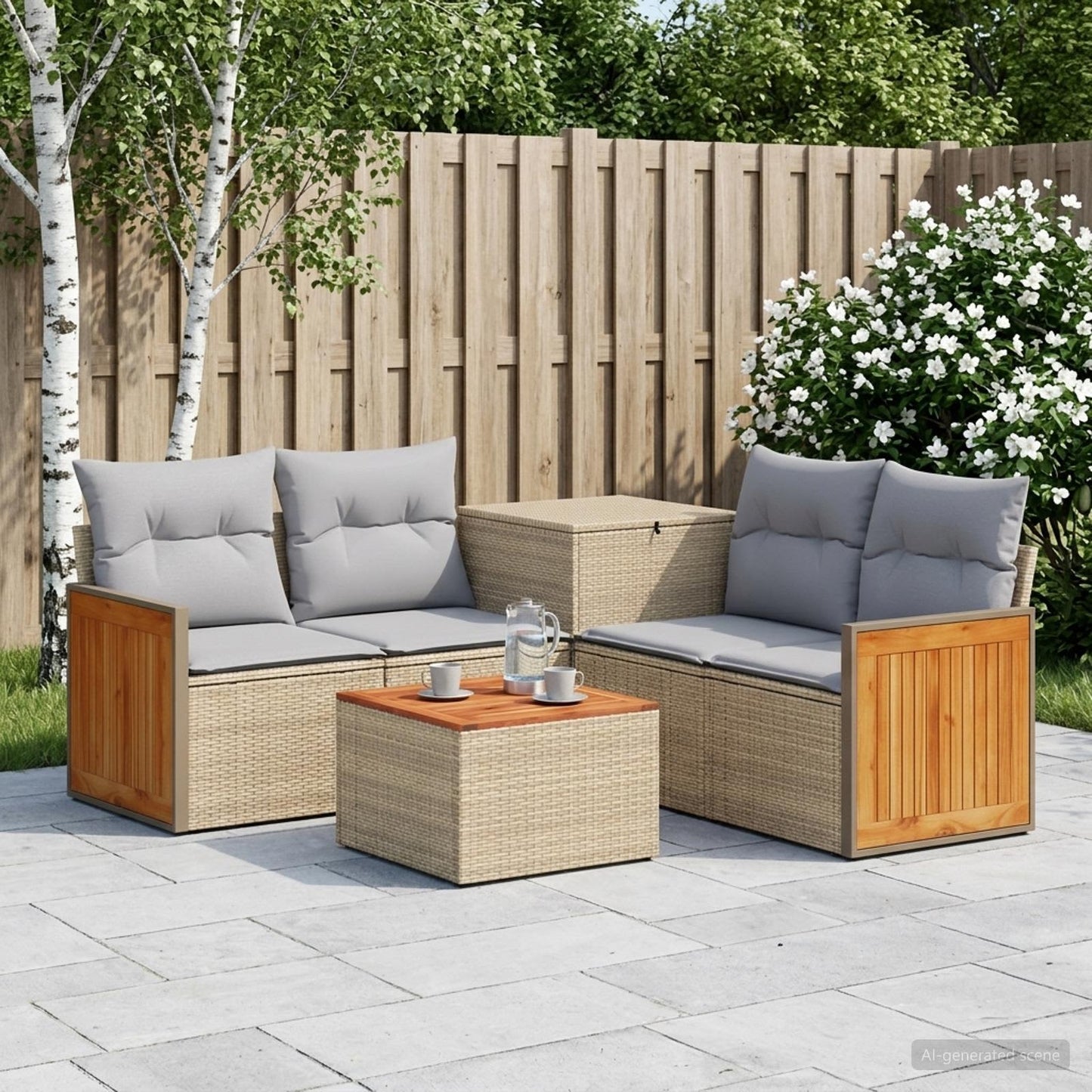 Set di divani 6 pz Beige e Grigio Chiaro | homemem39