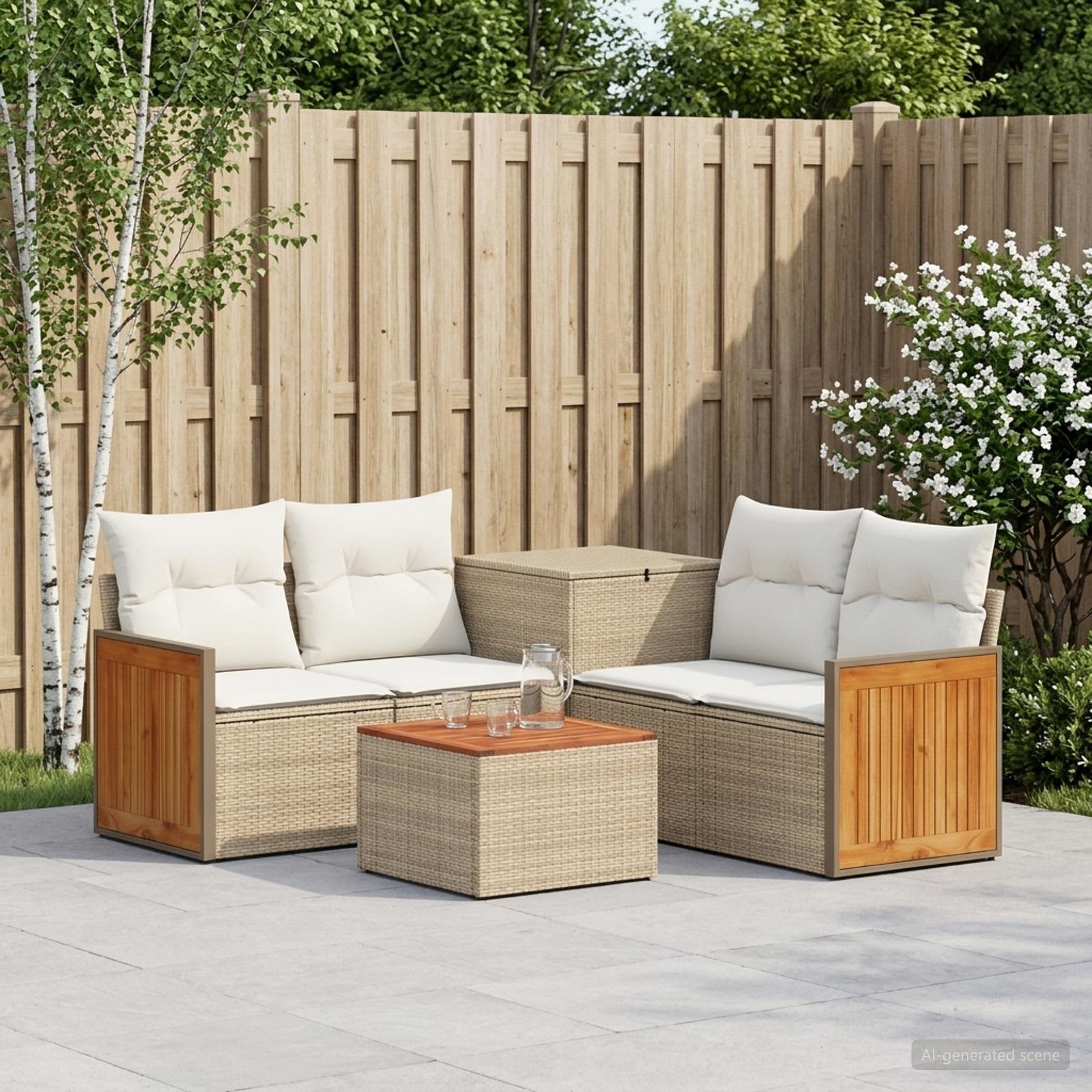 Set di divani 6 pz Beige e Bianco Crema | homemem39
