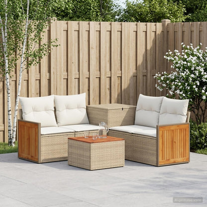 Set di divani 6 pz Beige e Bianco Crema | homemem39