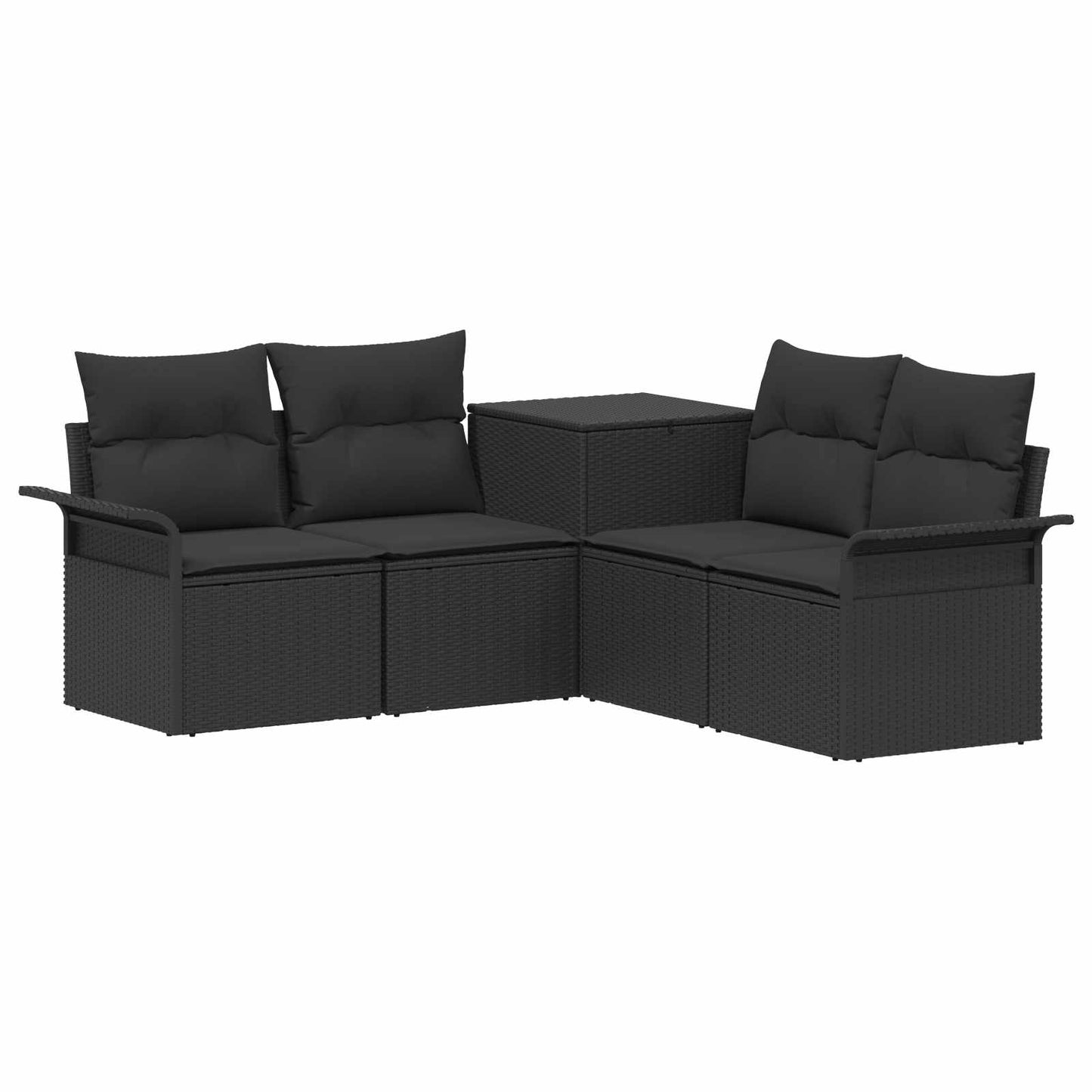 Set di divani 5 pz Nero Rattan sintetico e Acciaio | homemem39