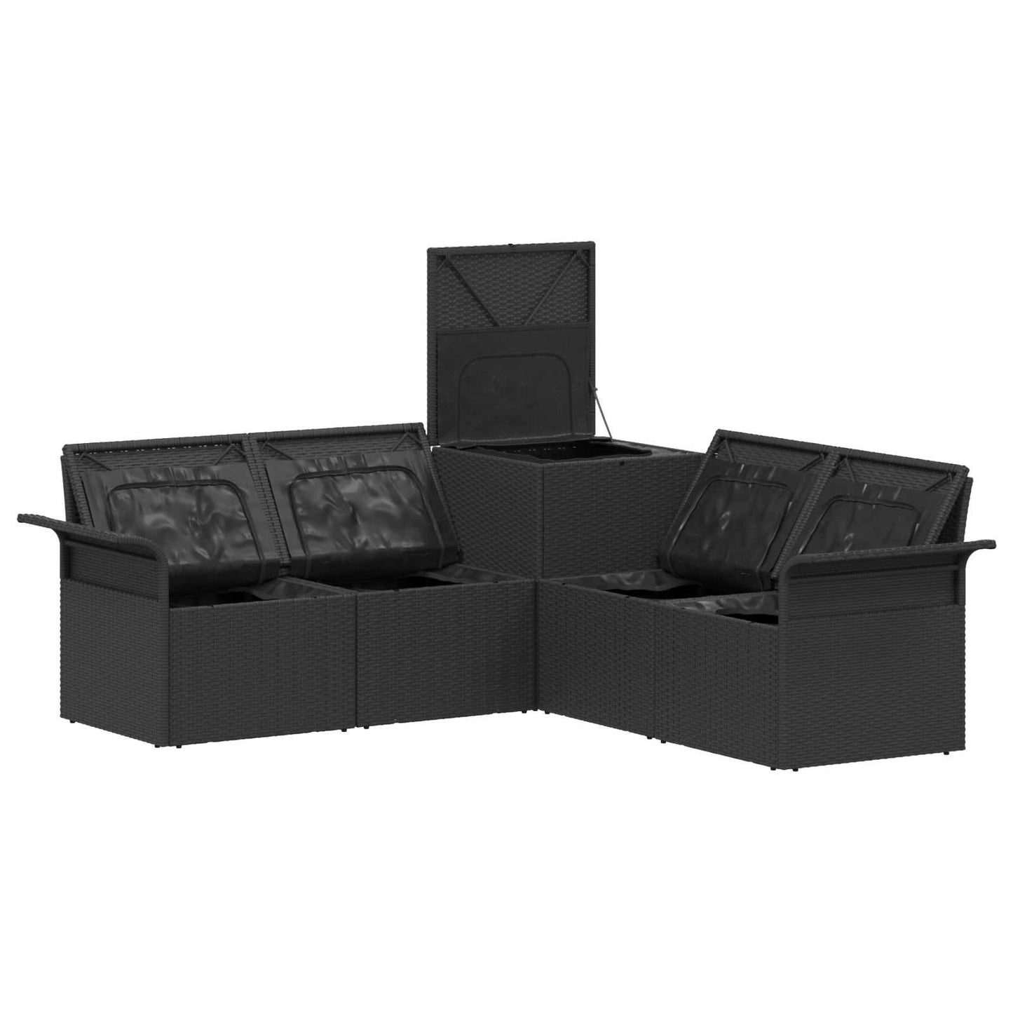 Set di divani 5 pz Nero e Blu Rattan sintetico e Acciaio | homemem39