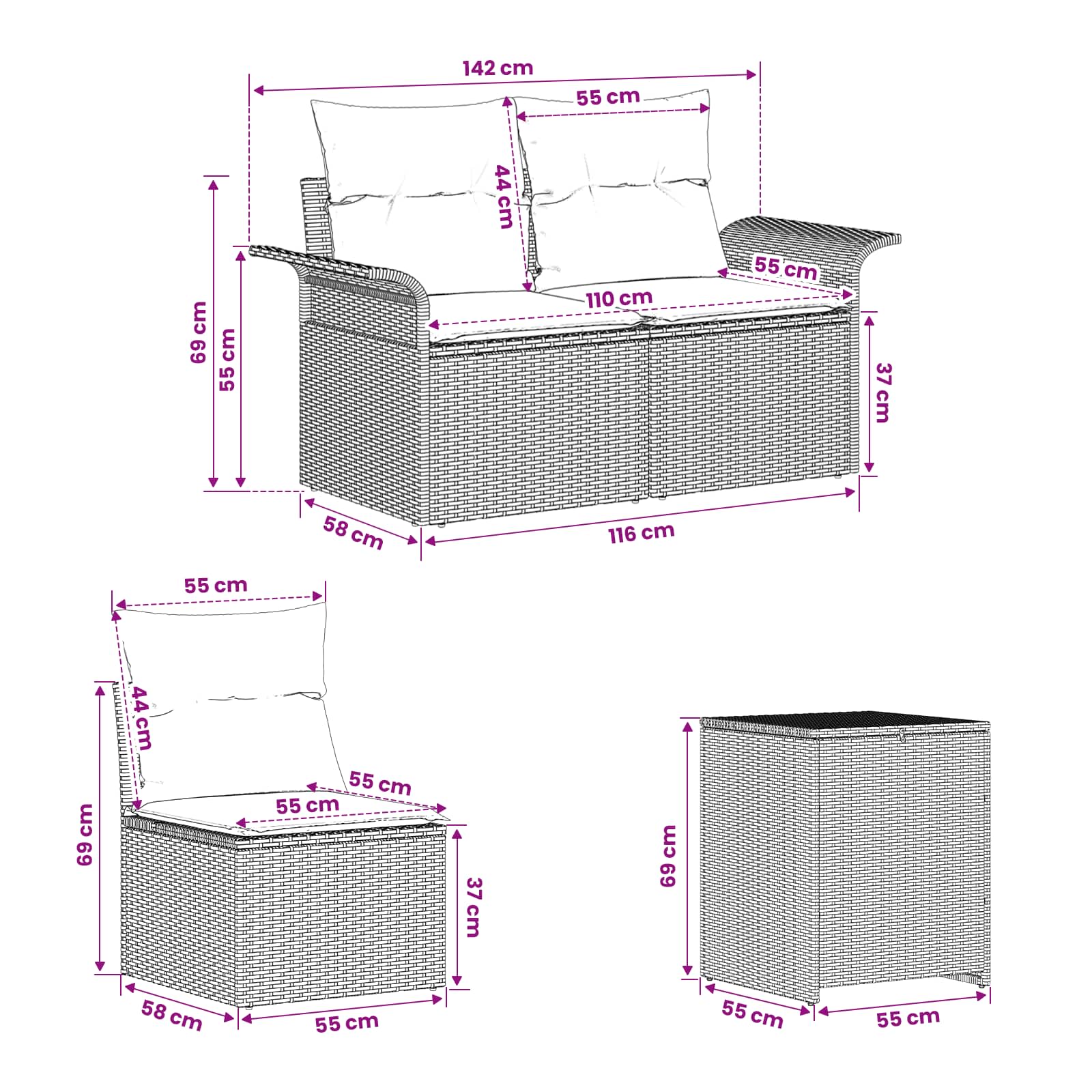 Set di divani 5 pz Marrone e Bianco Crema | homemem39