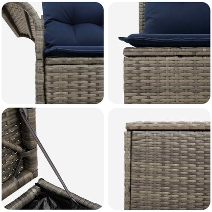 Set di divani 5 pz Grigio e Blu Navy Rattan sintetico e Acciaio | homemem39
