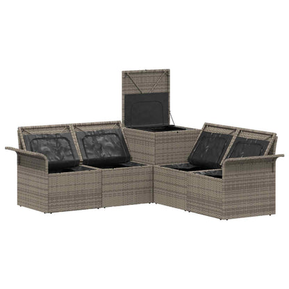 Set di divani 5 pz Grigio e Blu Navy Rattan sintetico e Acciaio | homemem39