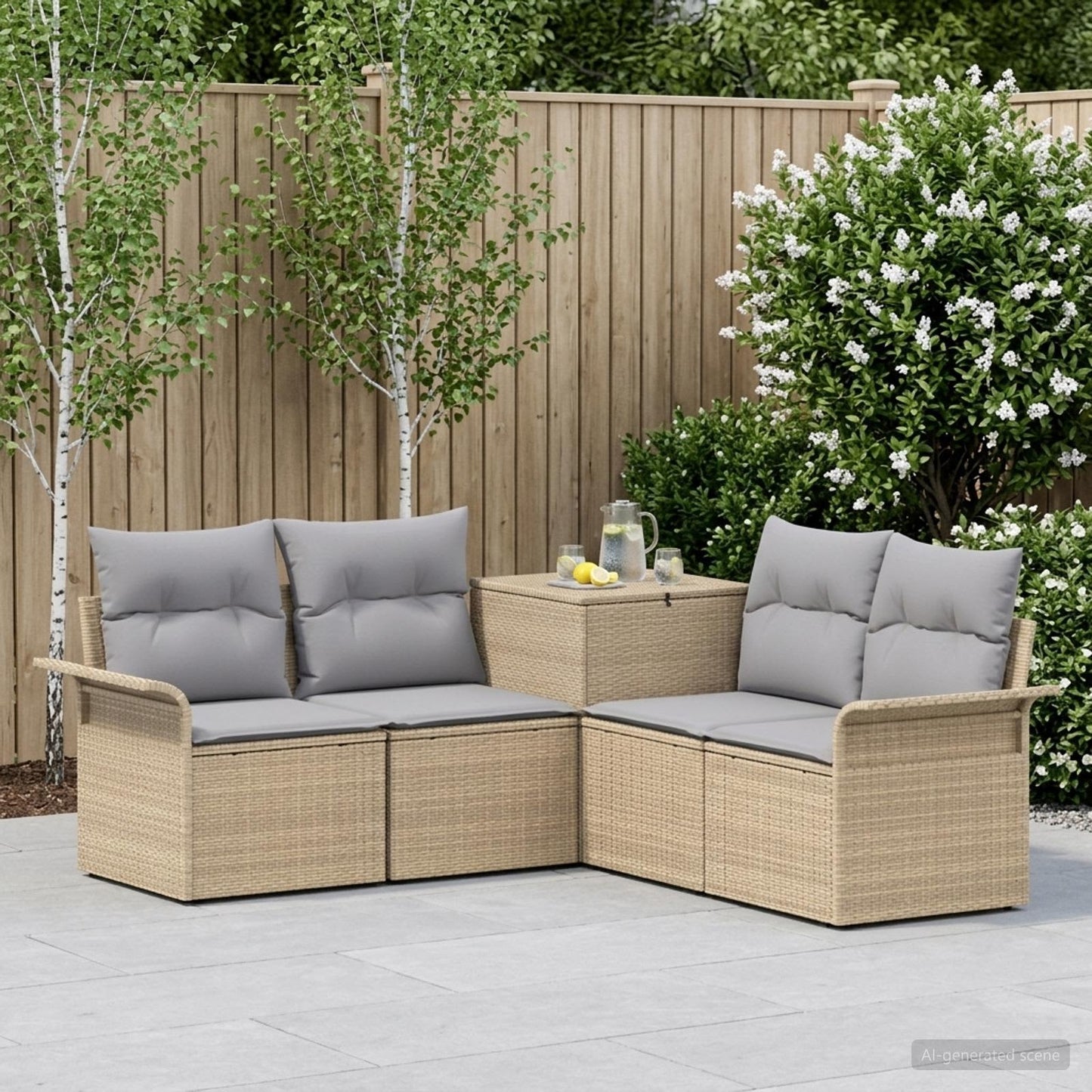 Set di divani 5 pz Beige e Grigio Chiaro | homemem39