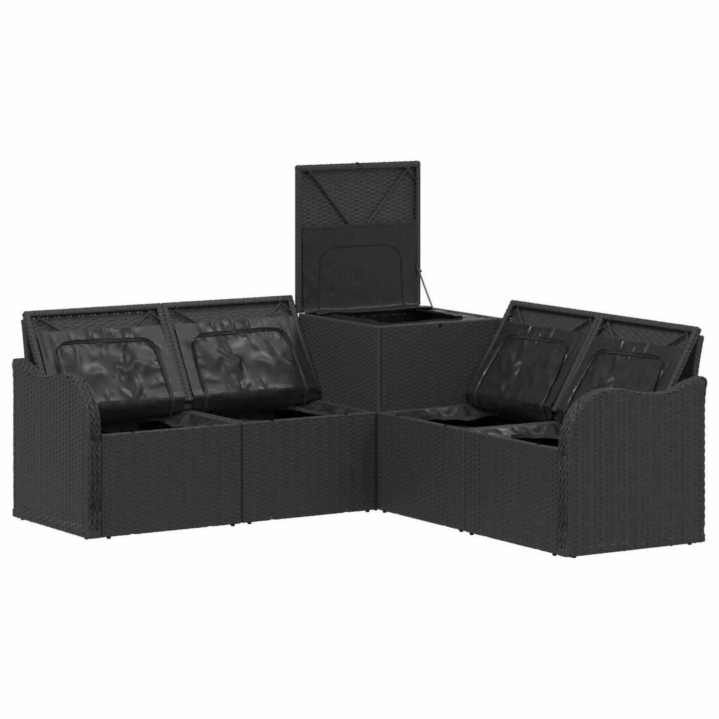 Set di divani 5 pz Nero Rattan sintetico e Acciaio | homemem39