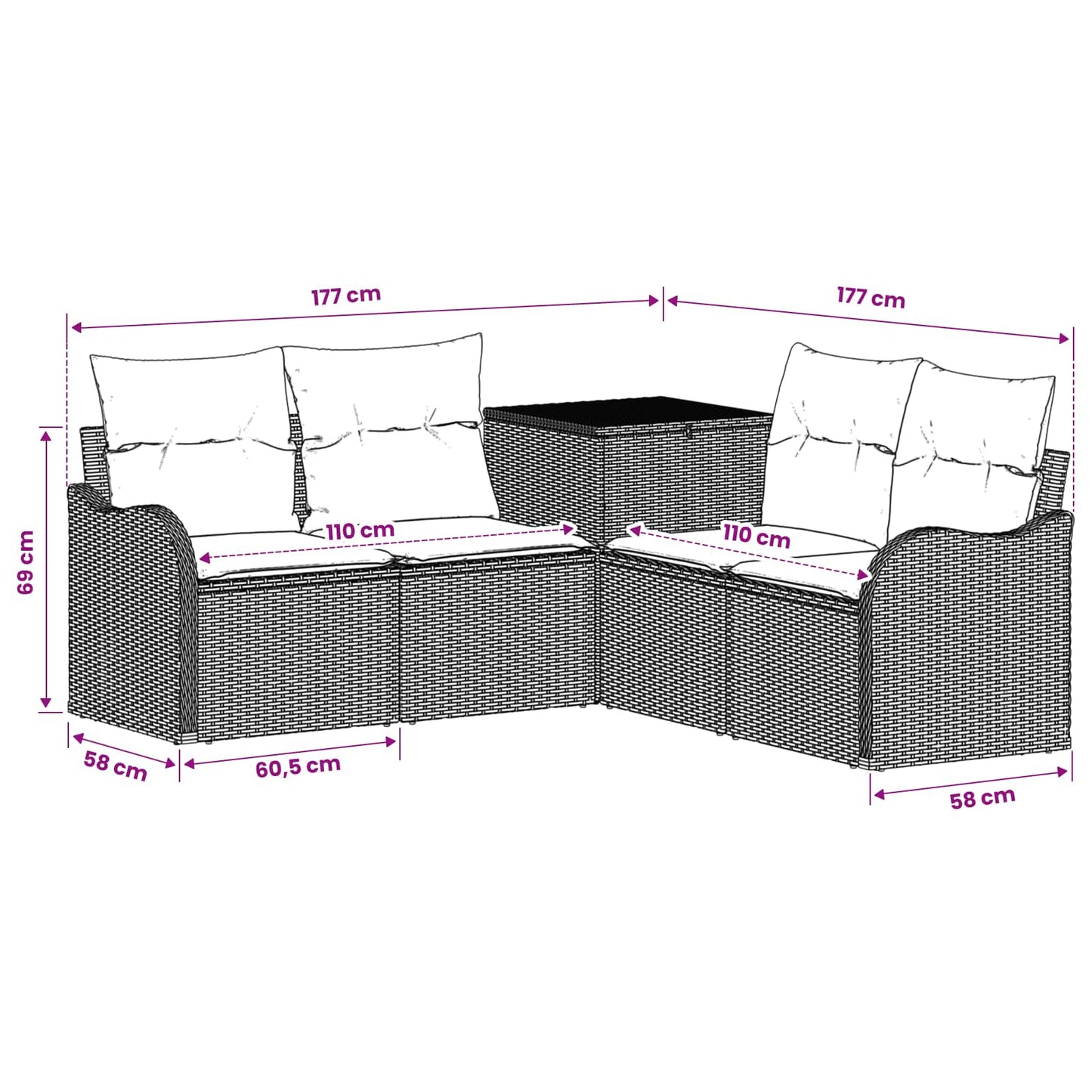 Set di divani 5 pz Marrone e Bianco Crema | homemem39